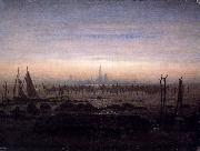 Caspar David Friedrich Greifswald w swietle ksiezyca oil on canvas